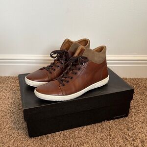 Kenneth Cole New York Brown Leather High-Top Sneakers
